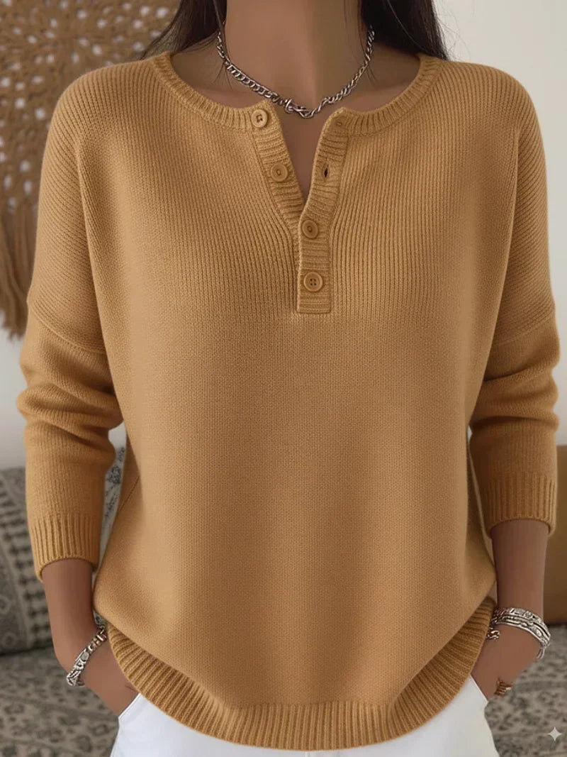 Claire | Henley Button-Up Knit Sweater
