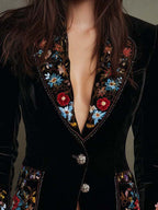Embroidered Floral Velvet Blazer